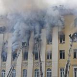 Пожар в здании Минобороны в Москве (ВИДЕО)