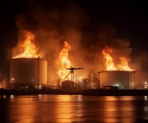 Площадь пожара в порту Темрюка достигла 4000 квадратных метров после атаки беспилотников